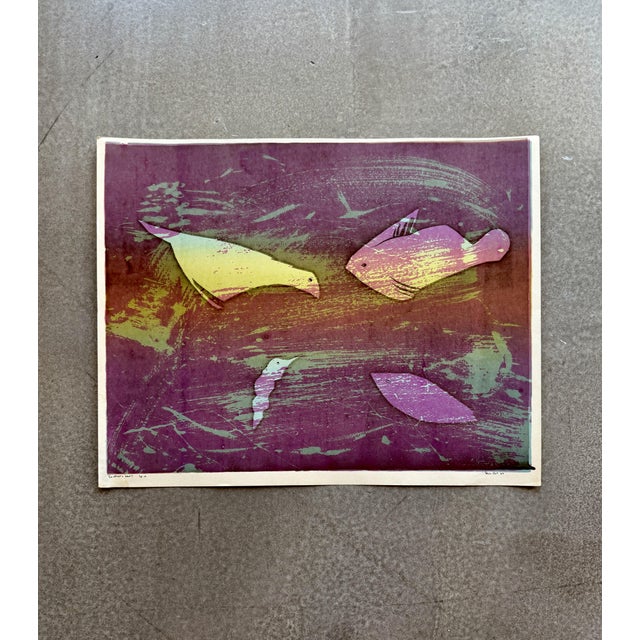 Mid-Century Modern 60s Mid Century Modern Relief Print "So What's New?" Signed Alie Patt Ed. 4 For Sale - Image 3 of 11