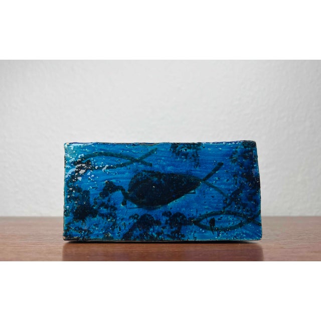 Blue Mid-Century Modern Pesce Fish Studio Pottery Bowl by Aldo Londi for Bitossi, Italy, 1960s For Sale - Image 8 of 18