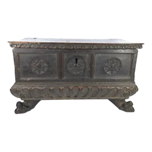 Antique Italian Walnut 17th or 18th C. Casseta Cassone Trunk