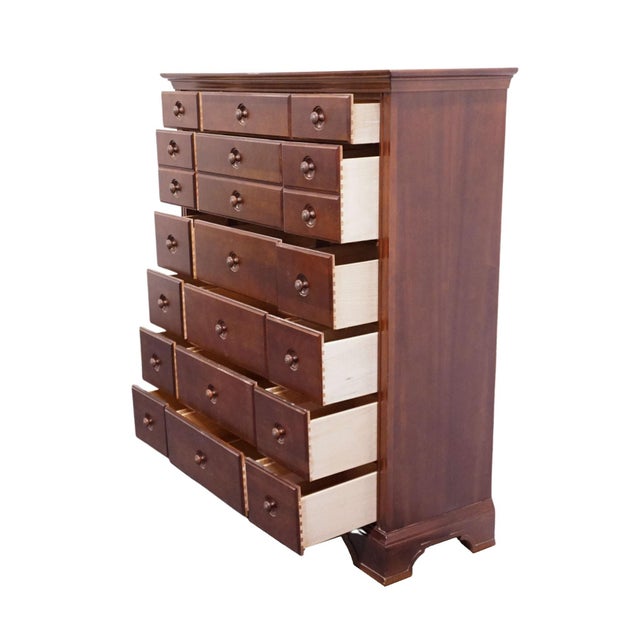 Brown Stanley Furniture Solid Cherry Early American Traditional 54" 18-Drawer Master Chest / Triple "Chesser" 589-13-13 For Sale - Image 8 of 14