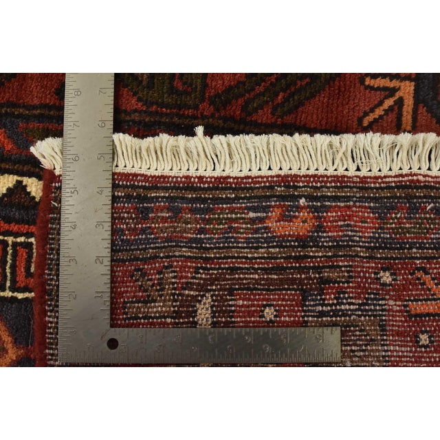 Hamedan Rug 4’1” X 6’4” Red Wool Vintage Tribal Hand-Knotted Carpet For Sale - Image 12 of 12