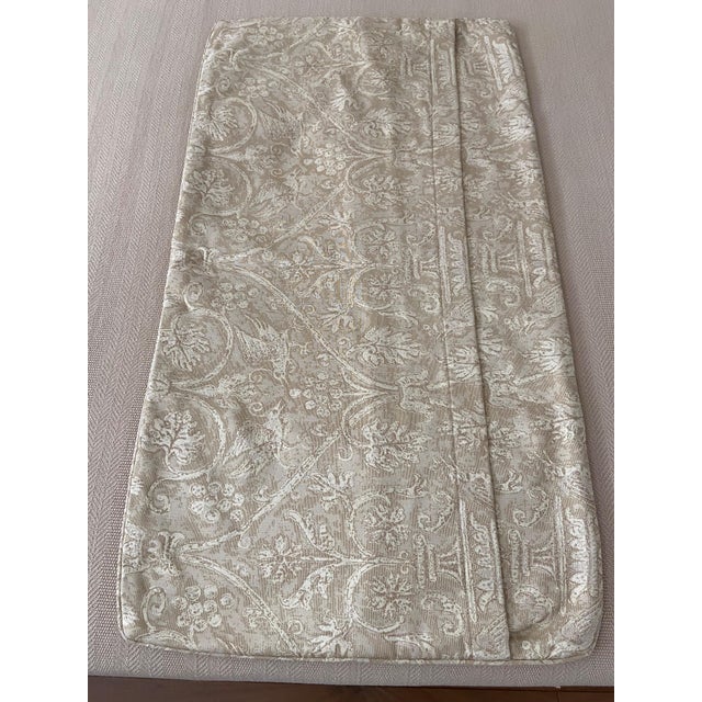 2010s Two Cream and Taupe Jab Damask Fabric King Shams With Matching Bed Scarf For Sale - Image 5 of 12