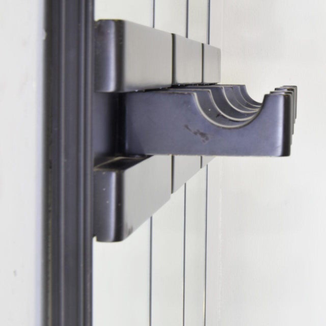 Italian Mirror Coat Rack on Three-Panel Glass and Black Lacquered Wood, 1980s For Sale - Image 10 of 11