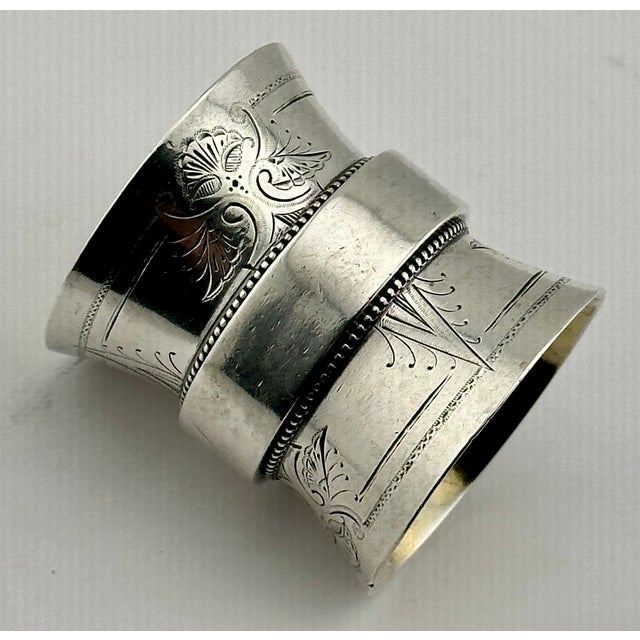 Unusual Style Extra Large Size Antique American Heavy Solid Coin Silver Napkin Ring - Circa 1860s For Sale - Image 9 of 17