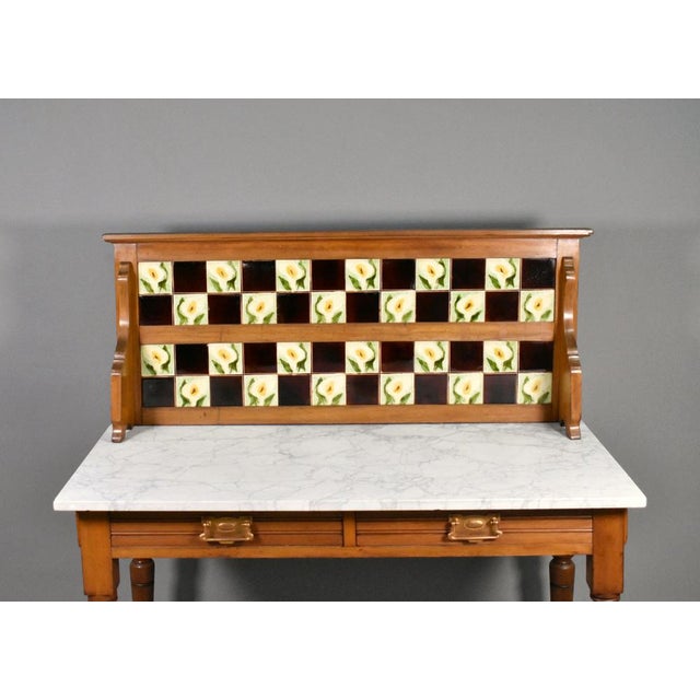 Edwardian Washstand in Marble and Birch, 1890s For Sale - Image 4 of 18