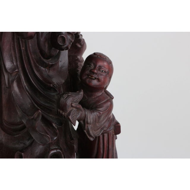 Early 20th Century Shou Lao Chinese Carved Wood Figure For Sale - Image 4 of 10