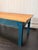 English Pine Coffee Table With Blue Painted Base For Sale In New York - Image 6 of 9