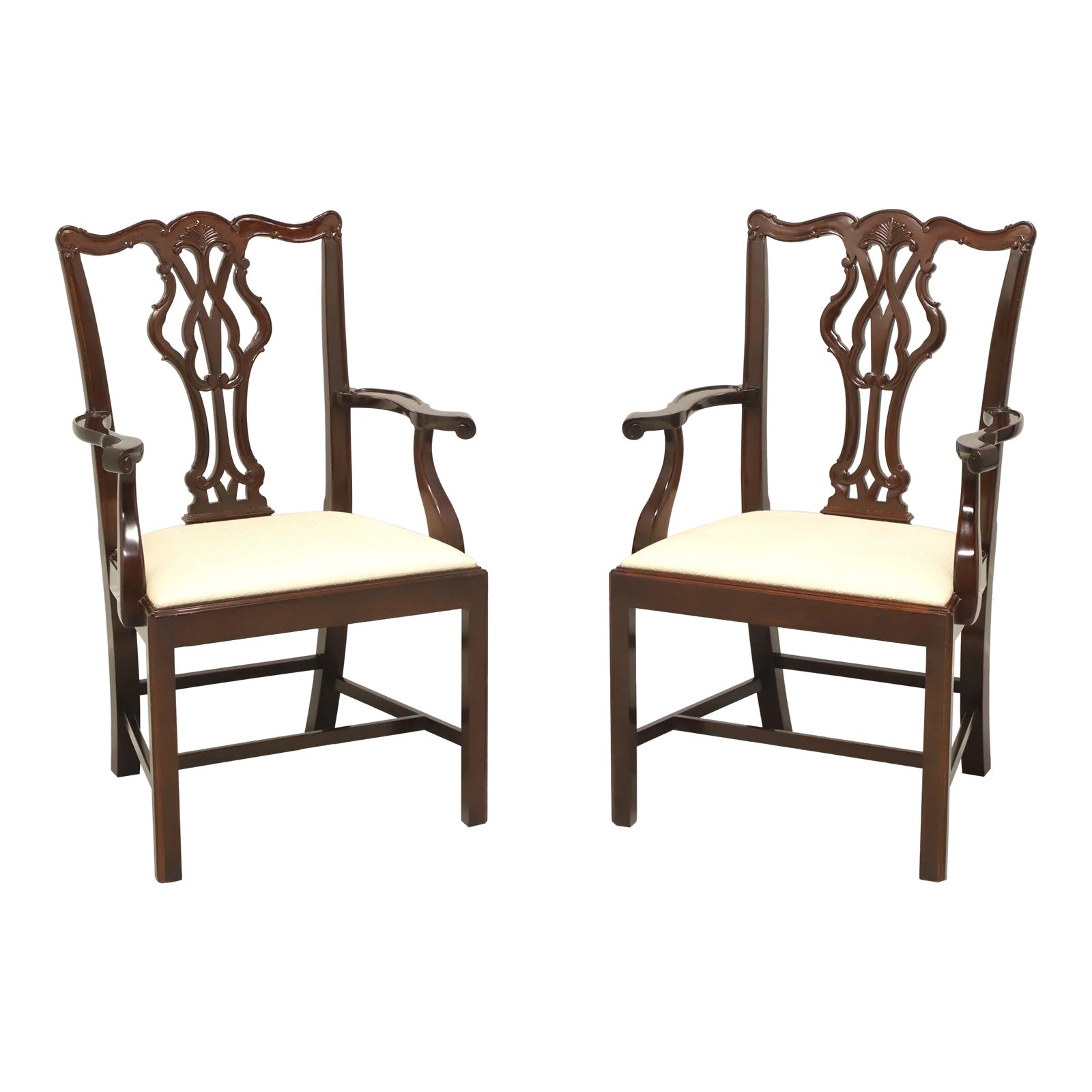 Wellington Hall Mahogany Chippendale Straight Leg Dining Armchairs