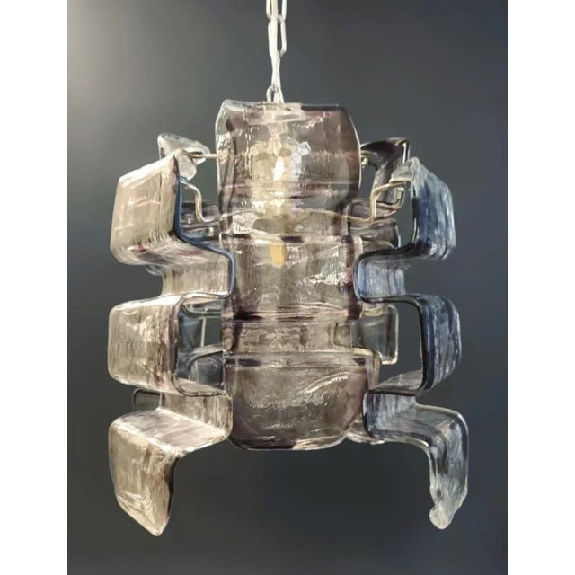 Italian 1970s Smoky Murano Pendant by Carlo Nason for Mazzega For Sale - Image 3 of 8