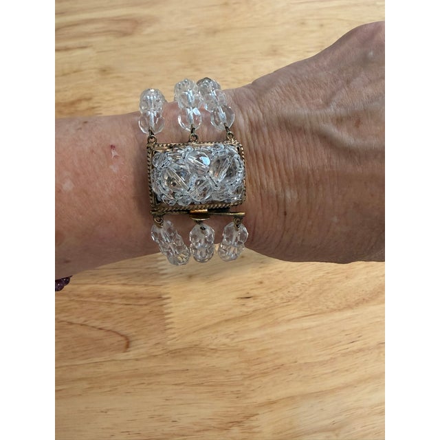 Coppola e Toppo Three Strand Clear Crystal Beaded Bracelet With a beaded embellished box clasp. Marked 'Made in Italy by...