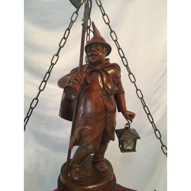 Wood 1930s German Carved Night Watchman Chandelier For Sale - Image 7 of 13