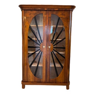 Biedermeier Sun-Shaped Display Cabinet in Walnut For Sale