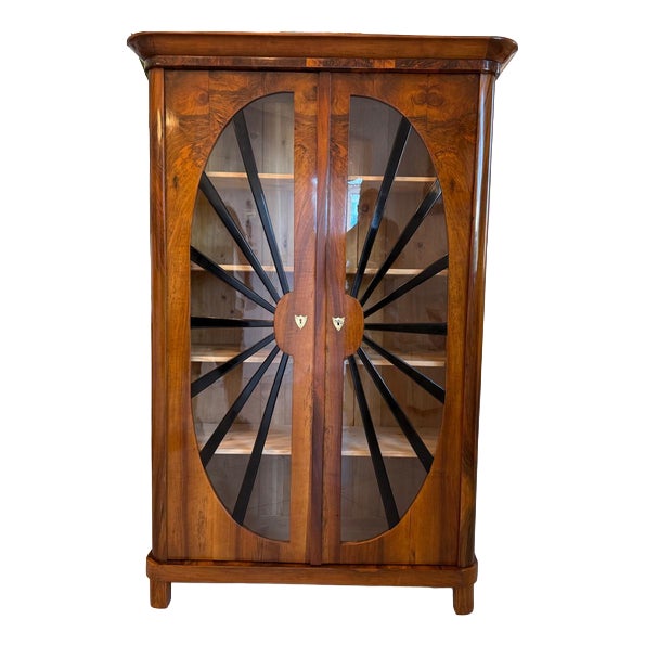 Biedermeier Sun-Shaped Display Cabinet in Walnut For Sale