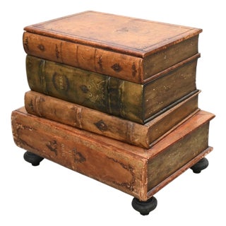 Stacked "Old Book Style" Side Table With Hinged Top for Storage & Single Drawer For Sale
