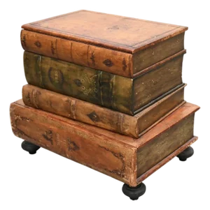 Stacked "Old Book Style" Side Table With Hinged Top for Storage & Single Drawer
