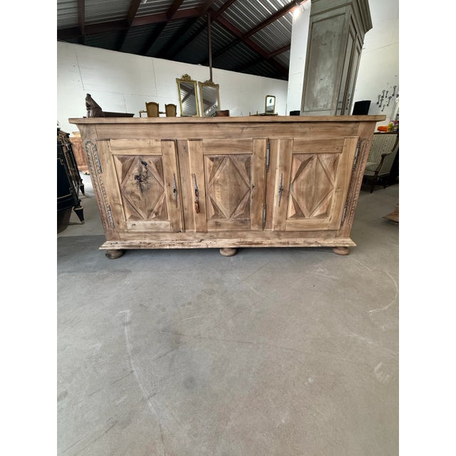 18th Century French Louis XIII Style Diamond Shape Solid Walnut Bleached sideboard made of solid walnut the wood was...