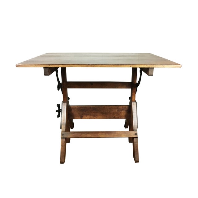 Vintage 1920s Cast Iron Hardware, Solid Maple and Pine Drafting Table Chairish