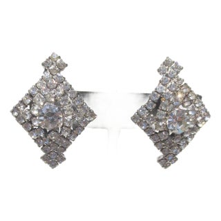 Rhinestone Clip-on Earrings by La Rea For Sale