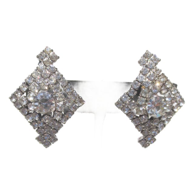 Rhinestone Clip-on Earrings by La Rea For Sale