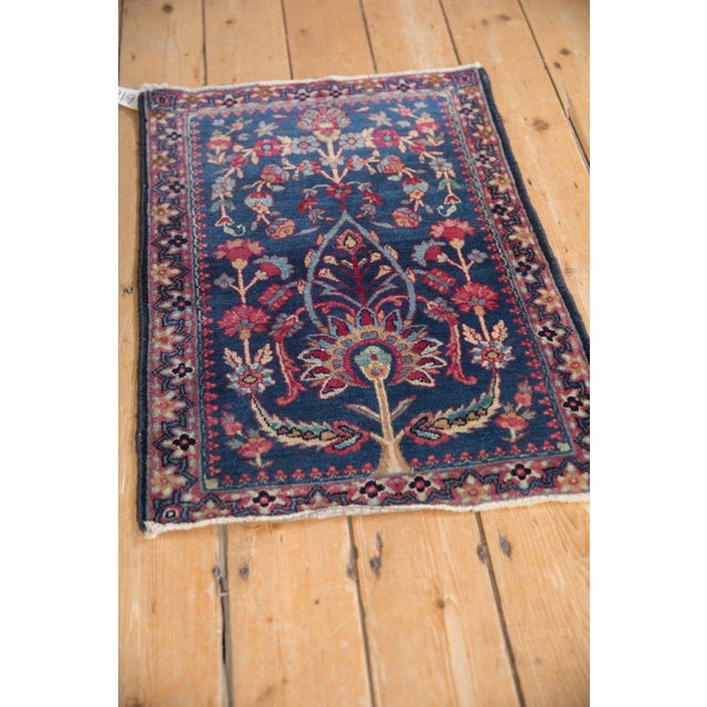 Blue Antique Fine Kerman Square Rug Mat - 1'10" x 2'7" For Sale - Image 8 of 9