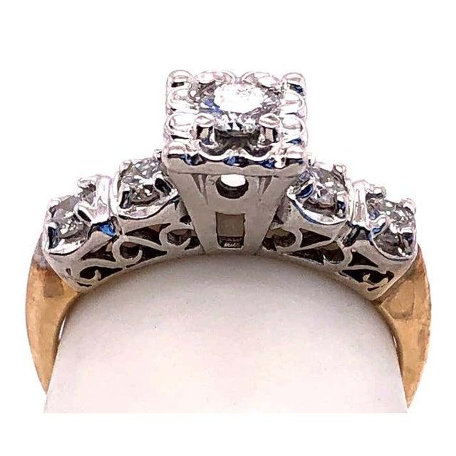 10 Karat Two-Tone Gold Diamond Engagement Ring 0.60 TDW, Size 7.25 For Sale In New York - Image 6 of 9