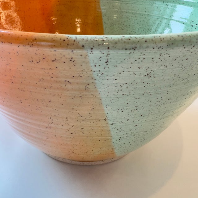 Contemporary Handmade Pottery Large Speckled Stoneware Serving Bowl, Signed Mark Boka For Sale - Image 3 of 16