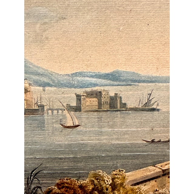 Paper Early 19th-Century View of the Bay of Naples and Mt. Vesuvius For Sale - Image 7 of 13