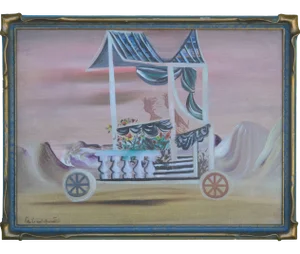 Francesco Christofanetti "Carnival Cart" Aesthetic Movement Oil on Cardboard 1925