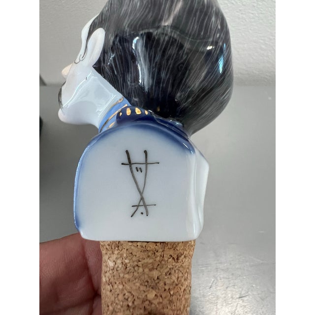 Ceramic German Officer or Nobleman Porcelain Wine Stopper With Stand For Sale - Image 7 of 9