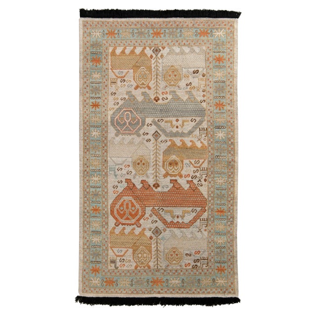 Tribal Rug & Kilim Tribal Pictorial Style Rug, Beige, Blue & Red Lions, 8x10 For Sale - Image 3 of 3