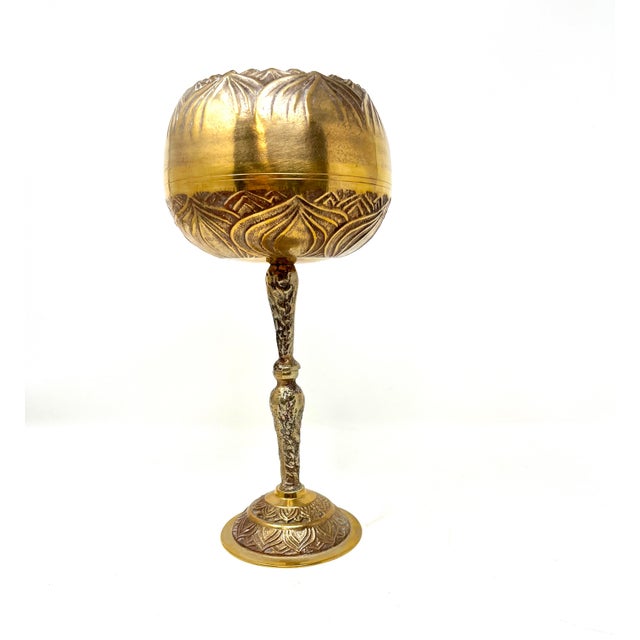 Mid-Century Tall Brass Compote | Chairish