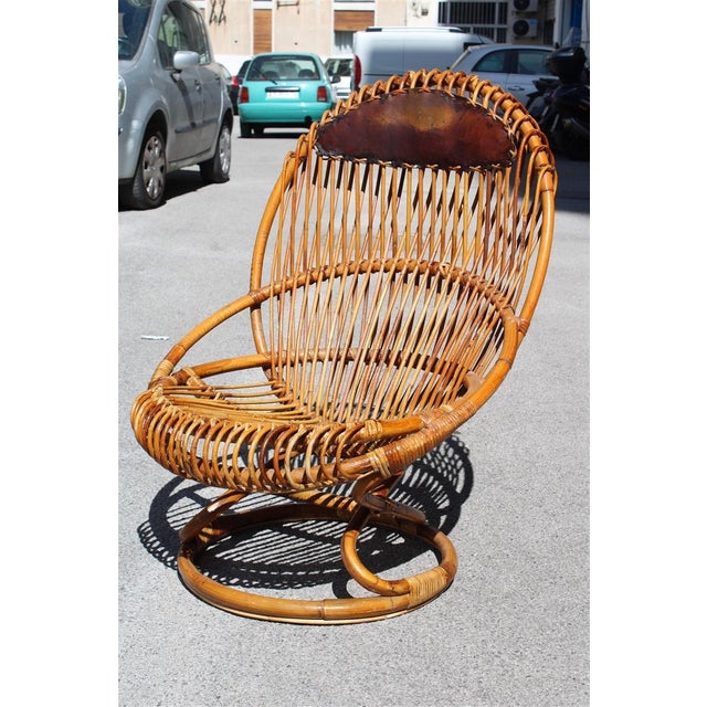 Italian Bamboo Armchair by Tito Agnoli, 1950s For Sale - Image 6 of 11