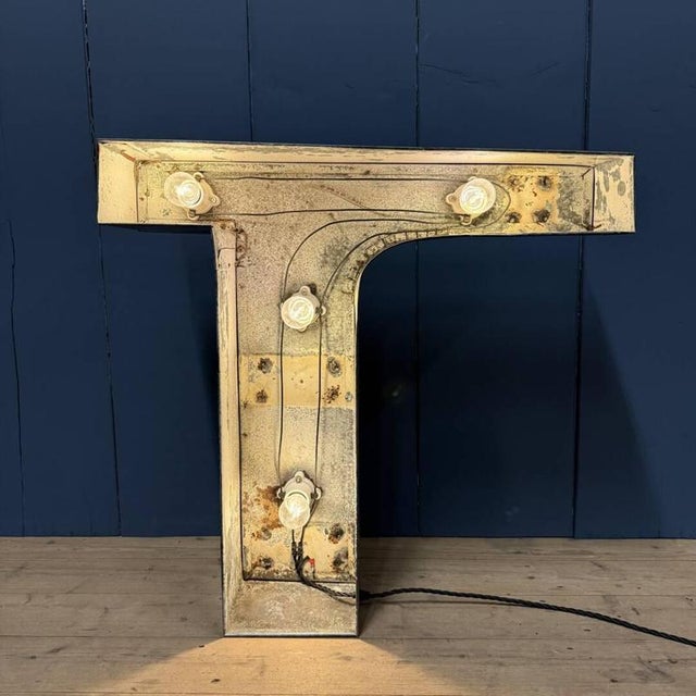 Large Zinc Letter T with Lighting from America For Sale - Image 12 of 18