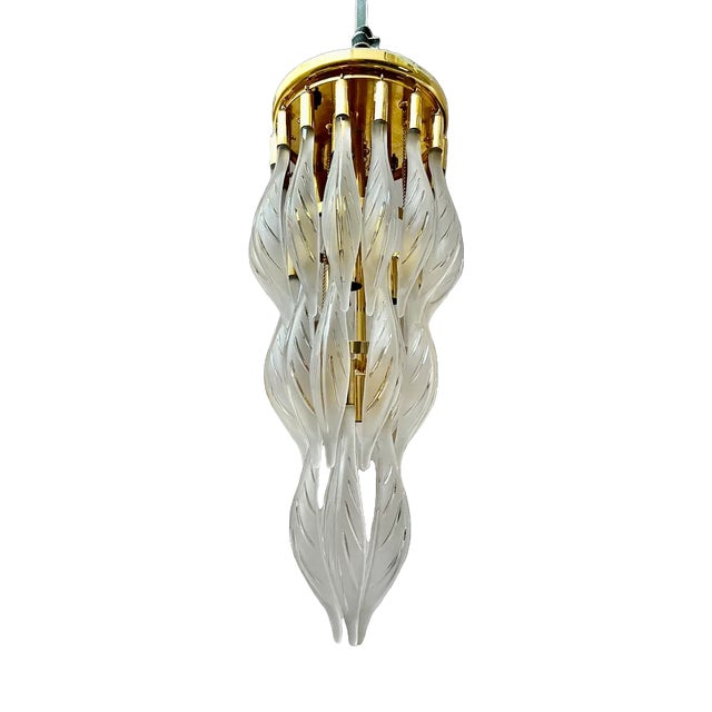 Glass Ice Frost Pendant by Franco Luce, 1980s For Sale