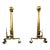 Set of 2 Antique Brass Columnar Andirons With Cannonball Finial For Sale