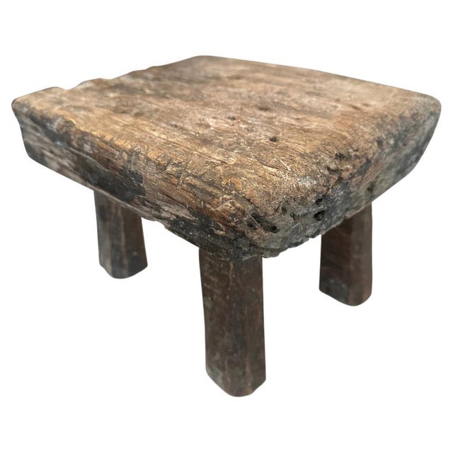 Rustic two inch thick top stool or side table. Circa 1950. This side table or stool was hand made in the spirit of Wabi-...