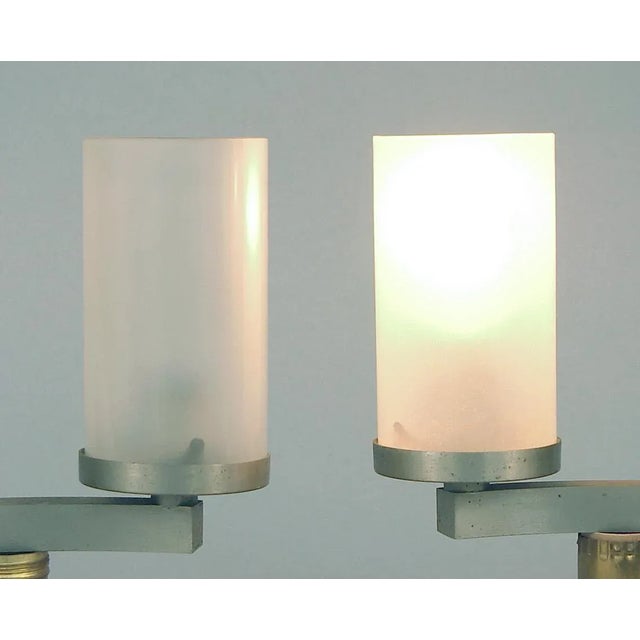 1970s Pair of French All-Aluminum Modernist Sconces -- Four Lights, Four Glass Tubes For Sale - Image 4 of 7