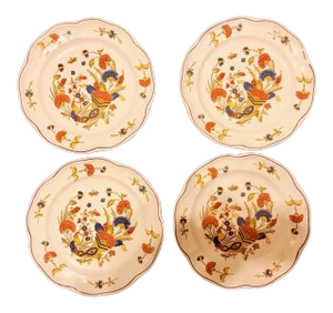Early 21st Century Brittany French Hand-Painted Faience Plates - Set of 4
