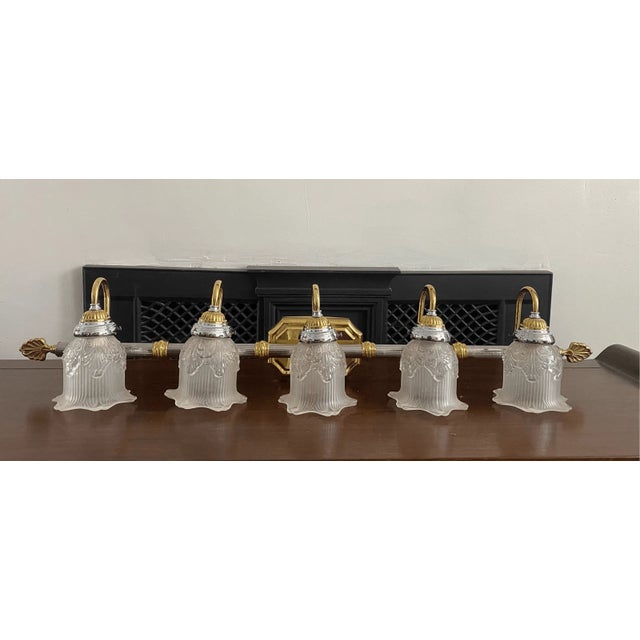 Art Nouveau Feiss Pasquale Wall 5 Light Vanity Sconce Vintage Deco Style For Sale - Image 3 of 7