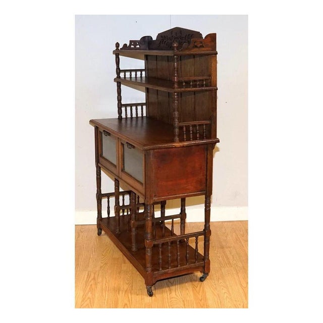 Victorian Glazed Hallway Whatnot Sideboard with Porcelain Castors from Regina For Sale - Image 10 of 13