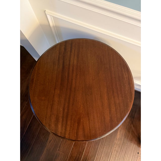 Vintage Regency Style Mahogany Pedestal Drum Side Table With Brass Claw Feet For Sale - Image 12 of 12