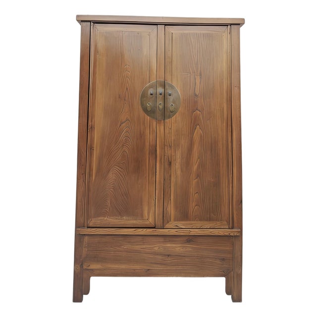 Antique Square-Corner Elm Armoire For Sale