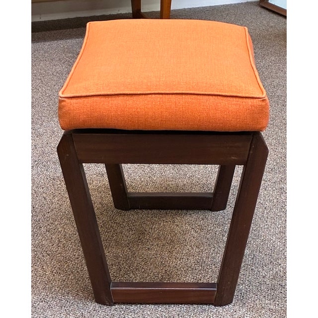 Mid 20th Century Mid Century Modern Walnut Frame Vanity Seat c.1960 For Sale - Image 5 of 5