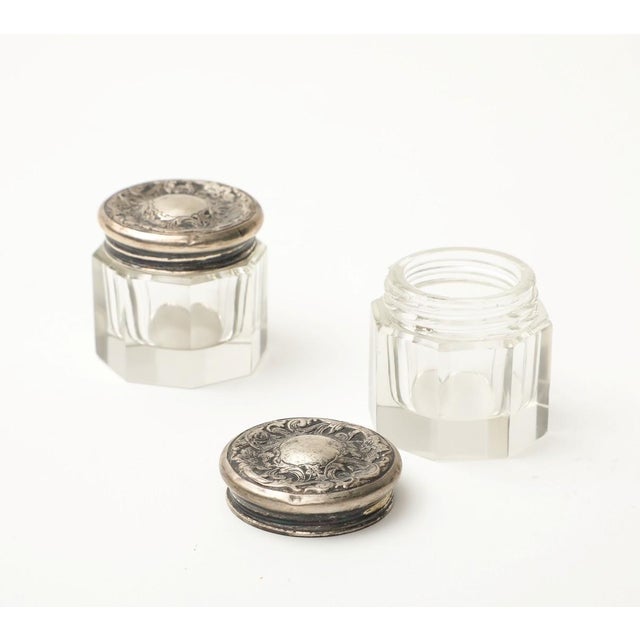 Pair of 19th C. Cut Glass and Silver Jars For Sale - Image 9 of 11