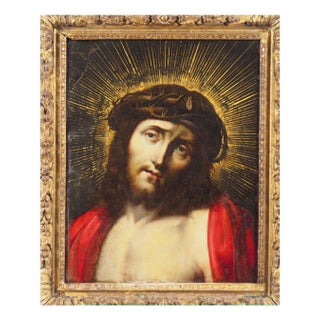 Flemish School Artist after Le Correge, Ecce Homo, 17th Century, Oil on Copper, Framed For Sale