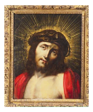 Flemish School Artist after Le Correge, Ecce Homo, 17th Century, Oil on Copper, Framed