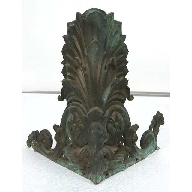 Pair of 13.25 In. Bronze Cartouche Architectural Corner Ornaments For Sale - Image 4 of 13