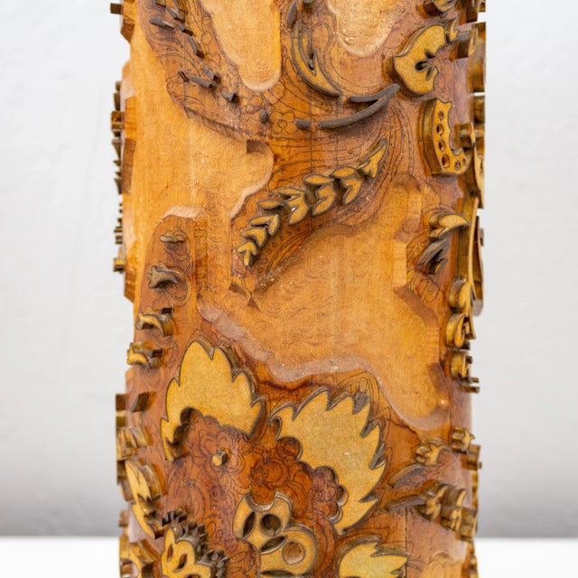 19th Century Belgian Carved Wallpaper Roll Lamp For Sale - Image 10 of 14