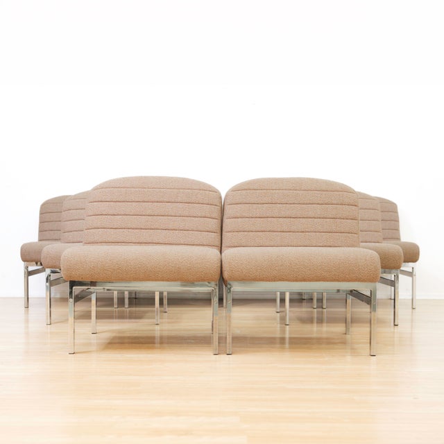 Set of Eight British Mid-Century Modern Chrome-Framed Modular Lounge Chairs For Sale - Image 11 of 16