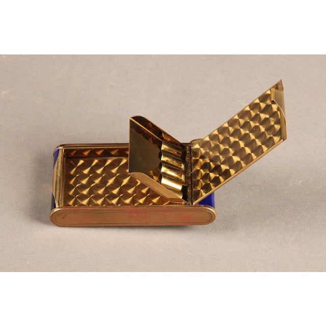 Circa 1920 Blue Enamel Musical Ladies Compact, Mechanical Music Box Playing “The Blue Danube” For Sale - Image 4 of 5